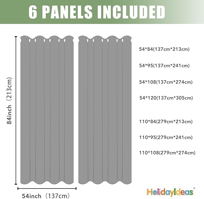 HolidayIdeas Outdoor Curtains for Patio Waterproof, 6 Panels - 54x95 Inches - Weatherproof Privacy Outsides Curtains for Cabana Porch Pergola, Sunlight & UV Blocking (Teal, Grommet Top)