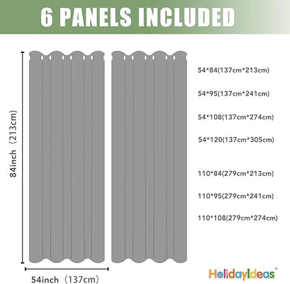 HolidayIdeas Waterproof Outdoor Curtains for Patio, 6 Panels - 54x108 Inches - Weatherproof Privacy Outsides Curtains for Backyard Porch Gazebo, Sunlight & UV Blocking (MeccaOrange, Grommet Top)