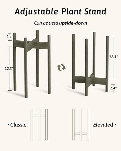 Adjustable Plant Stand Indoor, Bamboo Plant Stand Fits 8 9 10 11 12 Inches, Small Corner Planter Holder for Indoor Plants, Single Floor Plant Stands for Living Room Balcony, Tea Brown Tall