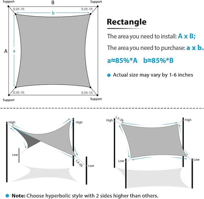 Amagenix Sun Shade Sail 16'X20' Curved Edge Outdoor Shade Canopy Sand Breathable 95% UV Block Shade Cloth for Patio Garden Backyard (We Make Custom Size)