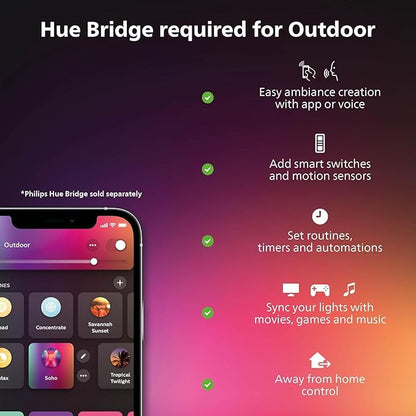 Philips Hue Lily Outdoor Smart Spotlight Base Kit, 3 Pack, White and Color Ambiance LED Walkway Lights, Low Voltage Landscape Lighting, Requires Bridge, Control with App & Voice, Weatherproof