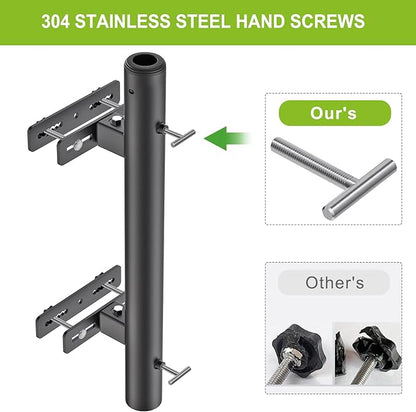 Heavy Duty Deck Railing Umbrella Holder, Adjustable Patio Umbrella Stand for 1-2 Inch Poles, Secure & Sturdy Railing Grille Mount, Maximizes Outdoor Space