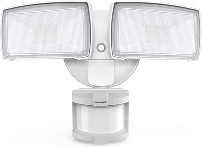 LEPOWER 30W LED Security Lights Motion Sensor Outdoor, 3200LM, 5500K, IP65 Waterproof, Hardwire 2 Head Motion Detector Flood Light for Garage, Yard, Porch