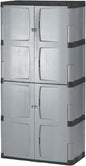 Rubbermaid Freestanding Storage Cabinet Five Shelf with Double Doors Lockable Large 690-Pound Capacity Gray For Garage/Outdoor Garden Tools/Toys/Power Tools/Pool Accessories Grey