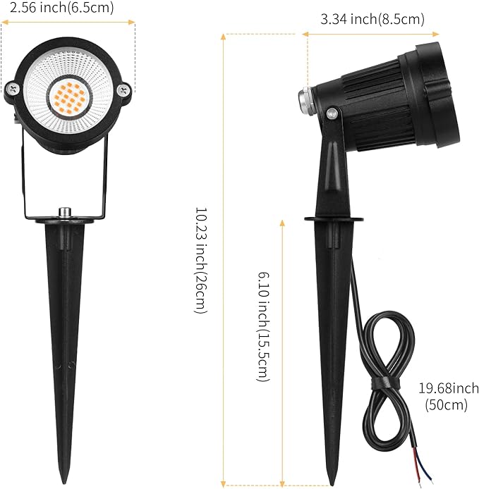 Low Voltage Landscape Lights Outdoor: 7W 700LM LED Landscape Lighting with Connectors for Tree Garden Yard Pathway | 12V 24V Warm White 2700K Spotlights | IP65 Waterproof | 6 Pack