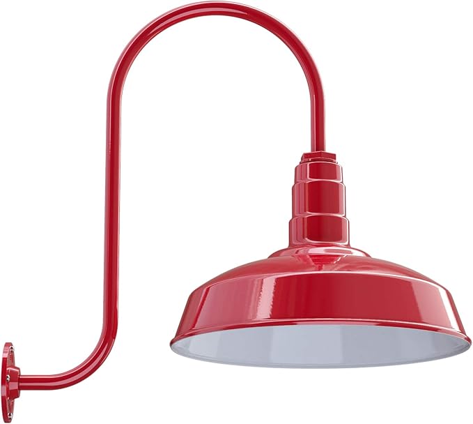 Wall Light, 16-Inch Farmhouse Barn Dome, Red Steel Outdoor Fixture