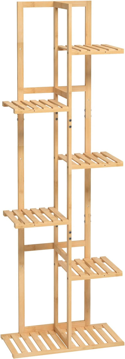 Laiensia Bamboo Plant Stand Rack 6 Tier,Multiple Stand Holder Shelf Rack, Indoor&Outdoor Planter Display Shelves for Patio Garden, Living Room, Corner Balcony and Bedroom,Wood Color