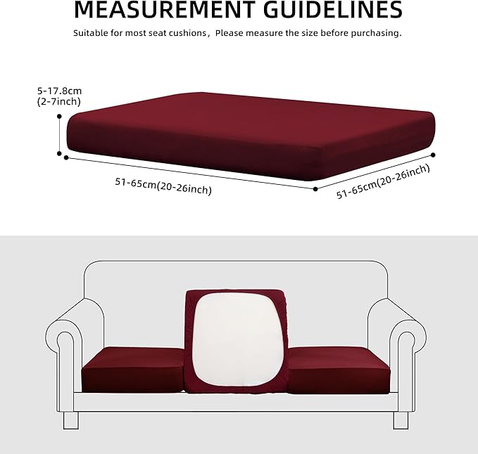 Cushion Covers, 8-Piece Stretch Patio Slipcover Set in Wine Red