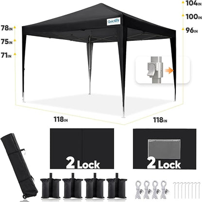 Quictent Privacy 10x10 Pop up Canopy Tent with Sidewalls and Roll-up Ventilated Windows, One Person Easy Setup, Outdoor Commercial Gazebo Shelter Enclosed Waterproof, Bonus 4 Sandbags