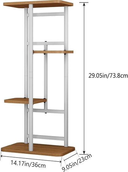 LINZINAR Plant Stand Indoor 4 Tier 5 Potted Multiple Plant Shelf Stands for Garden Corner Balcony Living Room White