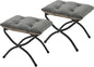 15"(H) Folding Ottoman, Set of 2, Foldable Footrest Stool, Small Foot Stool for Couch, Collapsible Foot Rest Ottoman for Sofa, Accent Padded Ottomans for Living Room, Bedroom, Dark Grey