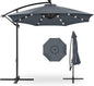 Best Choice Products 10ft Solar LED Offset Cantilever Hanging Market Patio Umbrella, 8 Sturdy Ribs, Easy Adjustment - Slate