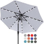 ABCCANOPY Durable Solar Led Patio Umbrellas with 32LED Lights 9FT (Light Gray)