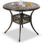 Patio Dining Table,Cast Aluminum Patio Tables with Umbrella Hole, Outdoor Bistro Table for Backyard, Garden, Patio (35" Round Table)