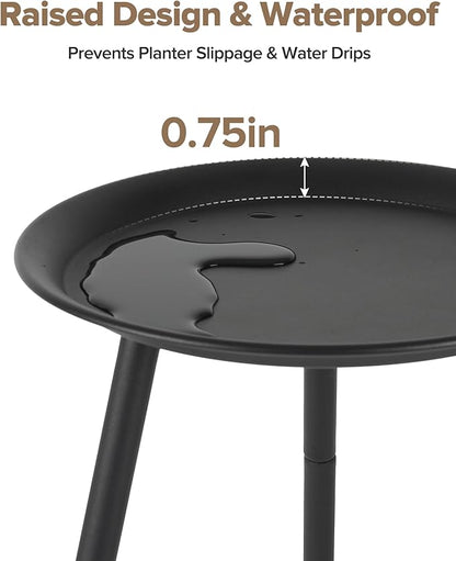 Tall Plant Stand Indoor, Metal Mid Century Indoor Plant Stands, Adjustable Height Plant Table for Flower Pots, Stable Plant Holder with Raised Design, Small Side End Table Black, 11.6"x20.6"