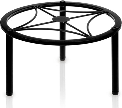 TOSKING Heavy Duty Metal Plant Stand - 9.1-inch Round Tray with Geometric Pattern, Adjustable Leveling Feet & Rust-Resistant Finish for Indoor/Outdoor Use