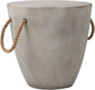 COSIEST Outdoor Shaped Side Table with Concrete Top & Hemp Rope Handles, 17'' Patio Accent Table for Garden