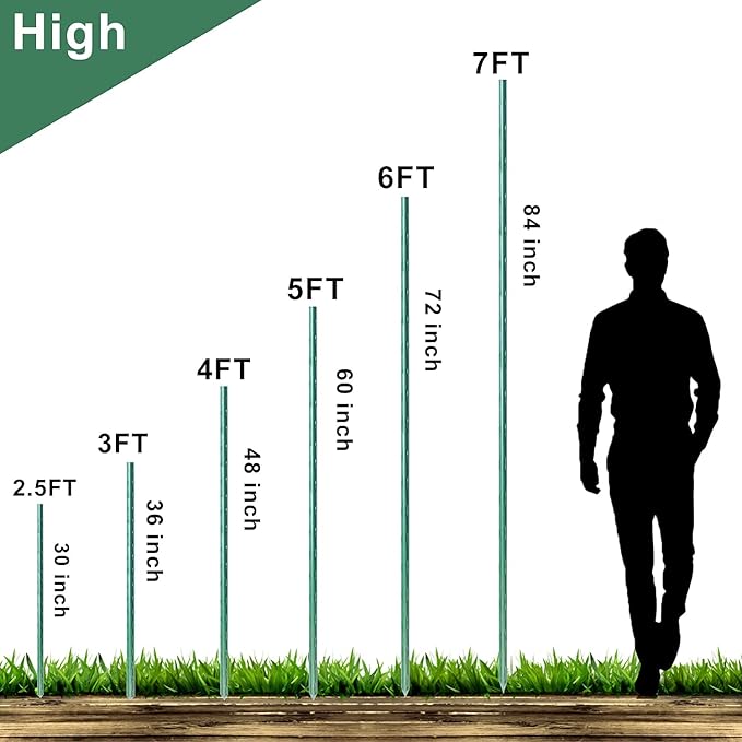 WAENLIR Garden Stakes 48 inch 4ft Sturdy Tomato Stakes, Plant Stakes for Outdoor Plants, Metal Plant Support Sticks for Gardening, Pack of 50