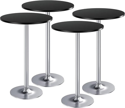 Furmax Bistro Pub Table Round Bar Height Cocktail Table for Home Bar, Small Round Bar Tables for Party, Dining Room, Living Room and Wedding, Metal Base MDF Top Obsidian, 40.6 Inch Height (4, Black-2)