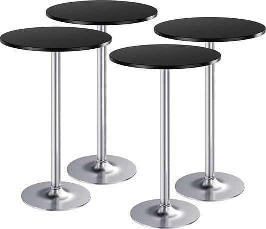 Furmax Bistro Pub Table Round Bar Height Cocktail Table for Home Bar, Small Round Bar Tables for Party, Dining Room, Living Room and Wedding, Metal Base MDF Top Obsidian, 40.6 Inch Height (4, Black-2)