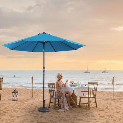 Backyard Expressions 9 ft. Patio Umbrella, Market Table Umbrella w/Tilt and Crank, 8 Ribs