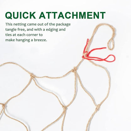 Jute Trellis Netting - Jute Netting for Garden, Heavy Duty Plant Support Netting for Climbing Plants, Cucumber, Vine, Fruits & Vegetables, Climbing Vining Plants (6.6 Ft x 9.8 Ft, 3.9 Inch Squares)