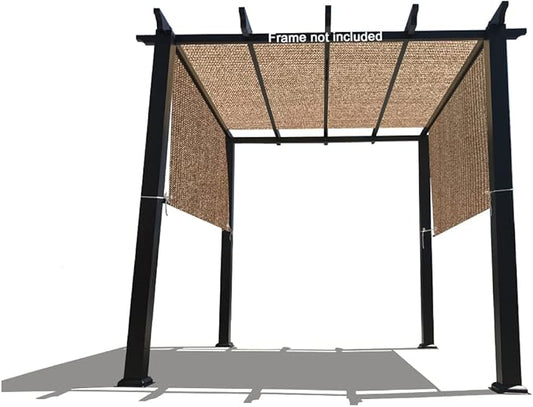 Universal Pergola Replacement Canopy Shade Cover with Breathable HDPE Fabric & Rod Pockets for 10 x 10 FT Pergola, Canopy Size: 192'' L x 106'' W (Walnut)