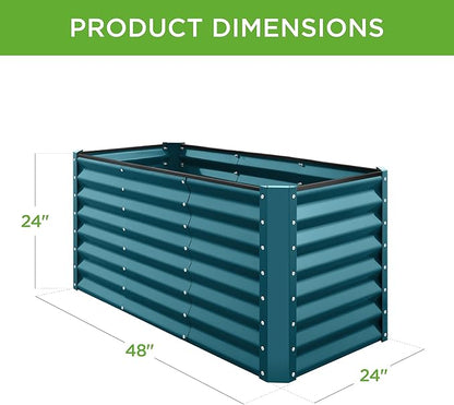 Best Choice Products 4x2x2ft Outdoor Metal Raised Garden Bed, Deep Root Box Planter for Vegetables, Flowers, Herbs, 119 Gallon Capacity, 100% Non Toxic Materials - Peacock Blue