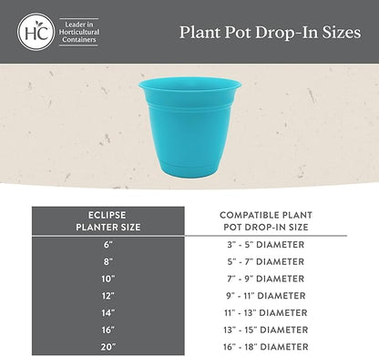 The HC Companies 20 Inch Eclipse Round Planter Pots with Drainage Holes & Attached Saucer, Lightweight UV-Resistant Plastic Indoor & Outdoor Planters, 2-Pack Flower Pots, Garden Home Decor, Warm Gray