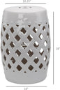 Decorative Garden Stool, White Ceramic Woven Lattice Accent Seat