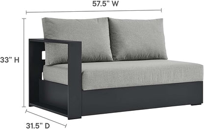 Modway Tahoe Aluminum 3-Piece Outdoor Patio Furniture Gray, Modular Sectional Sofa Set with Weather-Resistant Cushions, Ideal for Deck, Backyard Poolside