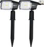Solar Spot Lights, IP65 Waterproof 40 LEDs Landscape Spotlights,USB & Solar Powered Wall Lights Dark Sensing Auto On/Off,3 Modes Outdoor Solar Garden Lights for Yard Porch 2 Pack