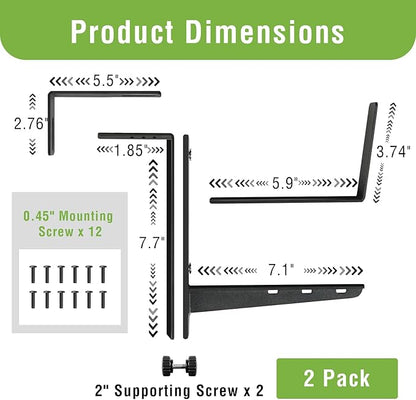 Window Box Brackets, Adjustable Hanging Railing Planter Box Brackets, Heavy Duty Wall Mount Iron Flower Box Holder for Outdoor Windowsill, Balcony, Garden, and Fence (2 Pack)