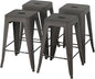 FDW Metal Bar Stools Set of 4 Counter Height Bar Stools 24 Inches Industrial Bar Chairs Patio Stool Stackable Backless Stool Indoor Outdoor Metal Kitchen Stools Bar Chairs (Bronze, 24")