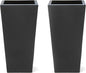 Step2 Tremont Tall Square Tapered Planter, Large Planters for Outdoor Plants, Gardening and Flower Pot for Patio or Porch, Efficient Drainage, Durable Plastic, Onyx Black, 2-Pack