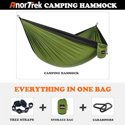Camping Hammock, Super Lightweight Portable Parachute Hammock with Two Tree Straps Single or Double Nylon Travel Tree Hammocks for Camping Backpacking Hiking