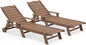 SERWALL HDPE Chaise Lounge Set of 2 for Outdoor, Brown