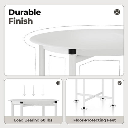 Bamworld White Plant Stand Indoor Small Plant Table for Large Plants Outdoor Single Plant Holder Heavy Duty Plant Stool for Patio Garden Balcony Living Room Small Round Side Table