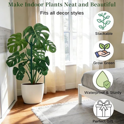 10 Pack Stackable Plant Support Stakes, 75inch Climbing Plant Sticks Structures for Monstera with Garden Ties, Durable Alternative to Moss Pole for Indoor Outdoor Plants