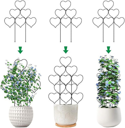 Garden Plant Trellis for Indoor Plants, Stackable Heavy Duty Metal Trellis Supports for Climbing Plants or Houseplants, 3 Pack, Black, 12"(W) x 14"(H)