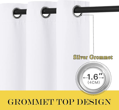 NICETOWN 50% Blackout White Living Room Curtain 108 inches Long - Grommet Thermal Insulated Cold & Heat Blocking Window Treatment Sound Reducing Drape for Bedroom (1 Piece, W52 x L108)