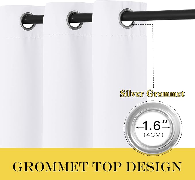 NICETOWN Blackout Sliding Glass Door Curtains, Room Darkening Thermal Insulated Curtains for Living Room Bedroom, Extra Wide Window Drapes, 1 Panel, W80 x L118, White