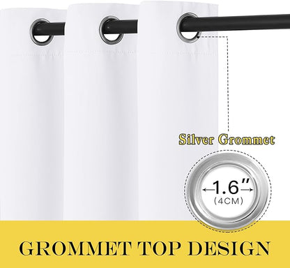 NICETOWN White Room Darkening Curtain 120 inches Long for Living Room - Grommet Solid Thermal Insulated Grommet Light Blocking Window Treatment for Bedroom (1 Panel, W52 x L120)