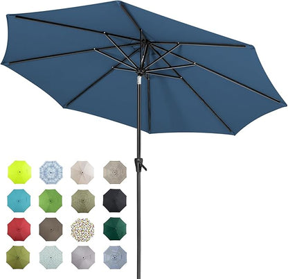Tempera Patio Market Outdoor Table Umbrella with Auto Tilt and Crank, Large Sun Umbrella with Sturdy Pole & Fade Resistant Canopy, Easy to Set