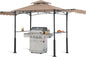 ABCCANOPY Grill Gazebo with 2 Side Awnings - 14x5 Outdoor BBQ Canopy Shelter with 2 Led Lights for Patio Backyard Grilling (Khaki)