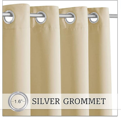 RYB HOME Outdoor Curtains 108 inches Long - Waterproof Privacy Blackout Indoor Outdoor Deck for Patio Door Divider Backdrop Lanai Pavilion Pergola, W 84 x L 108, 1 Pc, Biscotti Beige