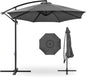 Best Choice Products 10ft Offset Hanging Market Patio Umbrella w/Easy Tilt Adjustment, Polyester Shade, 8 Ribs for Backyard, Poolside, Lawn and Garden - Gray