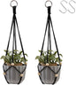 Artilady Black Hanging Planter for Indoor Plants Macrame Plant Hanger Large Hanging Plant Holder Basket with Adjustable Beads Outdoor Window Boho Plant Wall Decor (Black Bead-2pcs)