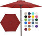 JEAREY 7.5FT Patio Umbrella Outdoor Market Umbrella with 6 Sturdy Ribs, Push Button Tilt/Crank Table Umbrella for Garden, Deck, Backyard and Pool, Red