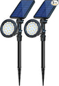 Solar Spot Lights Outdoor, 18 LED Bright Solar Powered Lights Outdoor Waterproof IP65 with 2 Modes Auto On/Off Landspace Flood Light for Flag Pole Palm Tree Sign Statue Garden Yard Patio (2 Pack)